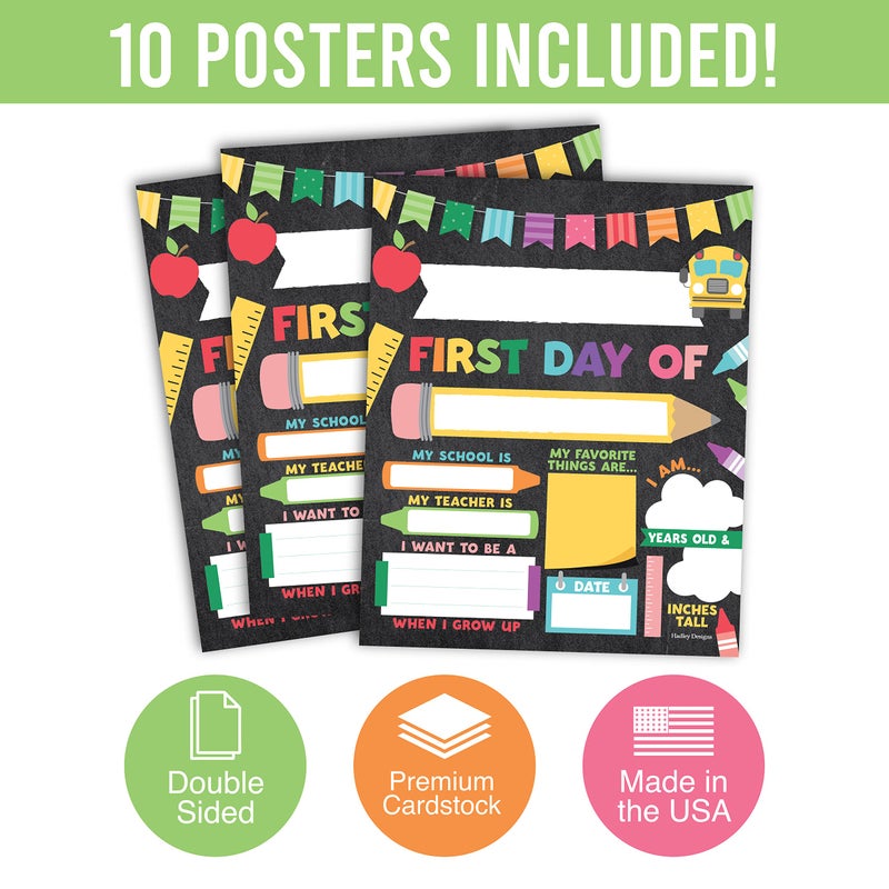 Hadley Designs 10 Colorful First Day of School Signs - First Day of School Board for Kids  Back to School Signs First and Last Day of School Board  First Day of Kindergarten Signs and 1st Day of School Signs - Image 4